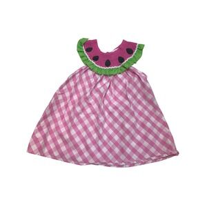 Marie Nicole Girls XXL Watermelon Gingham Dress Boutique Summer Picnic